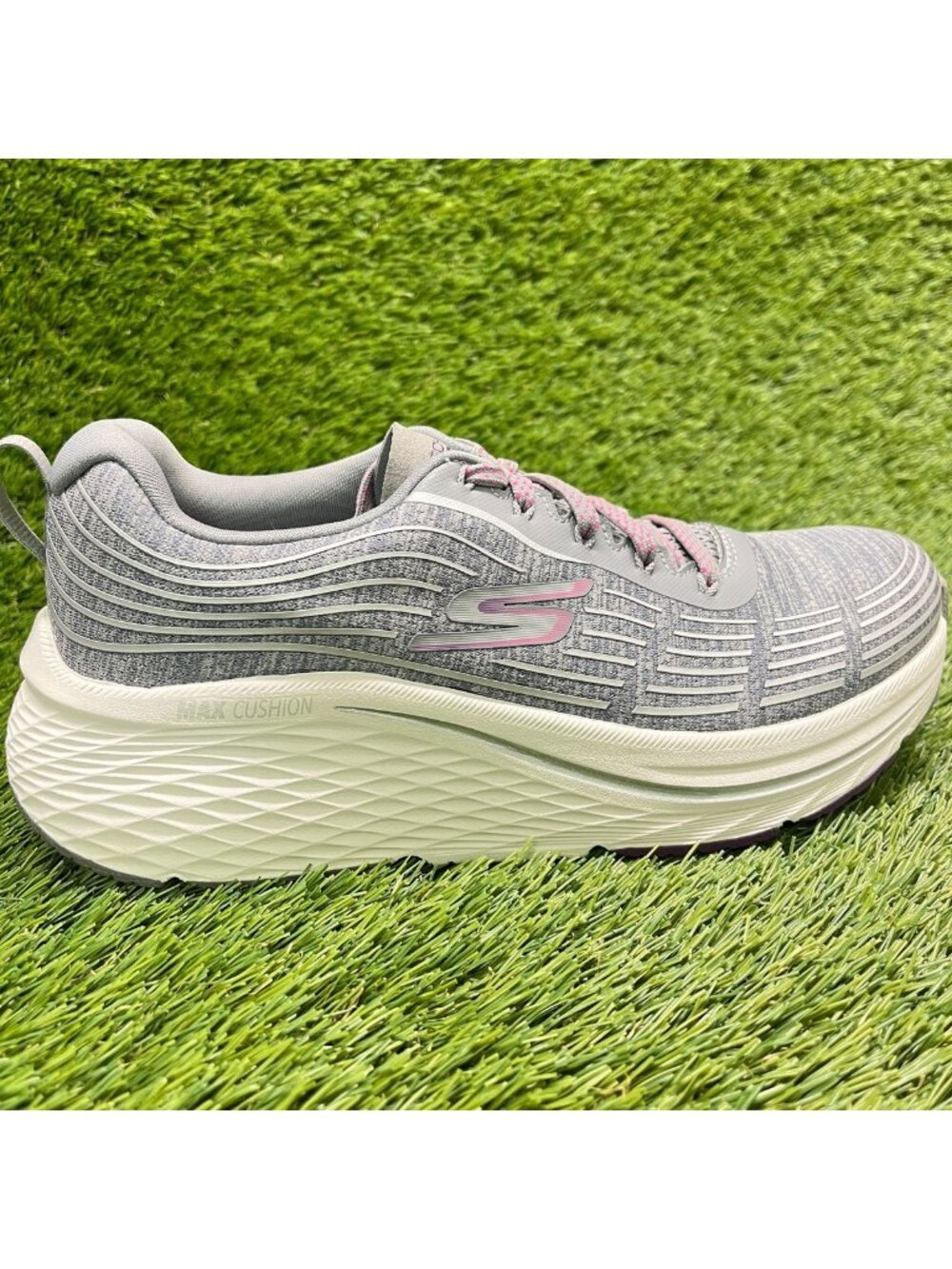 Skechers Max Cushioning Elite 2.0 Womens Size 7 Gray Pink Running Shoes Sneakers